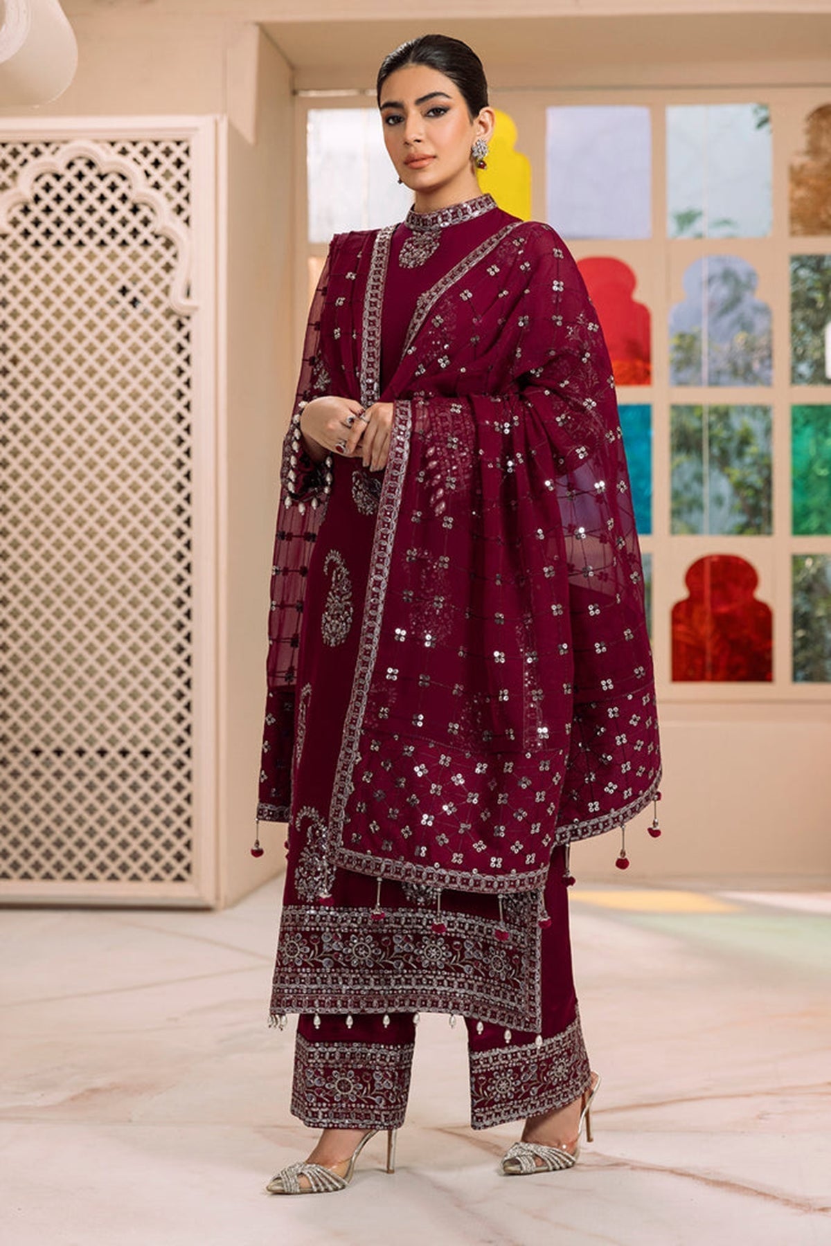 Asim Jofa Luxury Embroidered Lawn 3pc with Embroidered Chiffon Dupatta