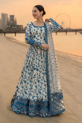 FAIZA SAQLAIN - 3PC LAWN EMBROIDERED SHIRT WITH EMBROIDERED KHAADI NET DUPATTA AND TROUSER