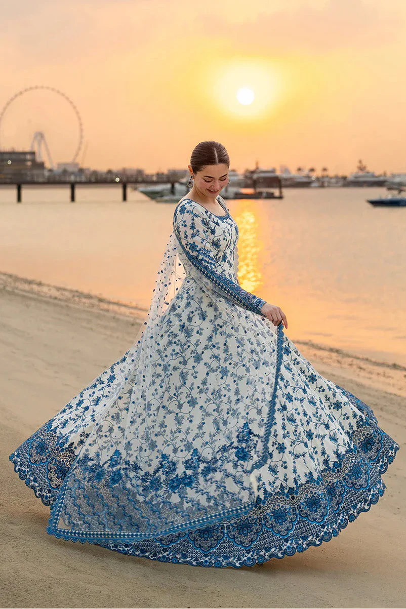 FAIZA SAQLAIN - 3PC LAWN EMBROIDERED SHIRT WITH EMBROIDERED KHAADI NET DUPATTA AND TROUSER