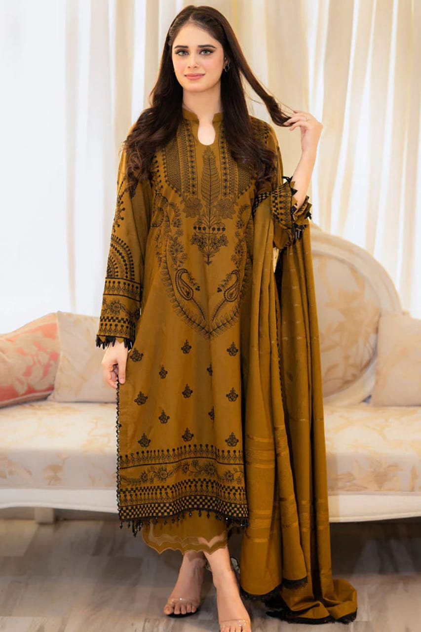 Unstitched Fully Embroidered Lawn Suit With Embroidered Lawn Dupatta