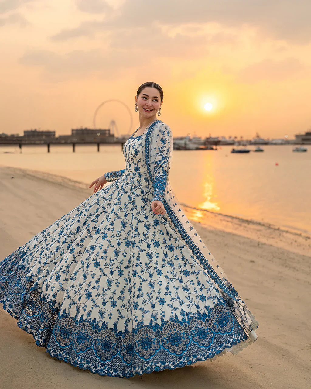 FAIZA SAQLAIN - 3PC LAWN EMBROIDERED SHIRT WITH EMBROIDERED KHAADI NET DUPATTA AND TROUSER