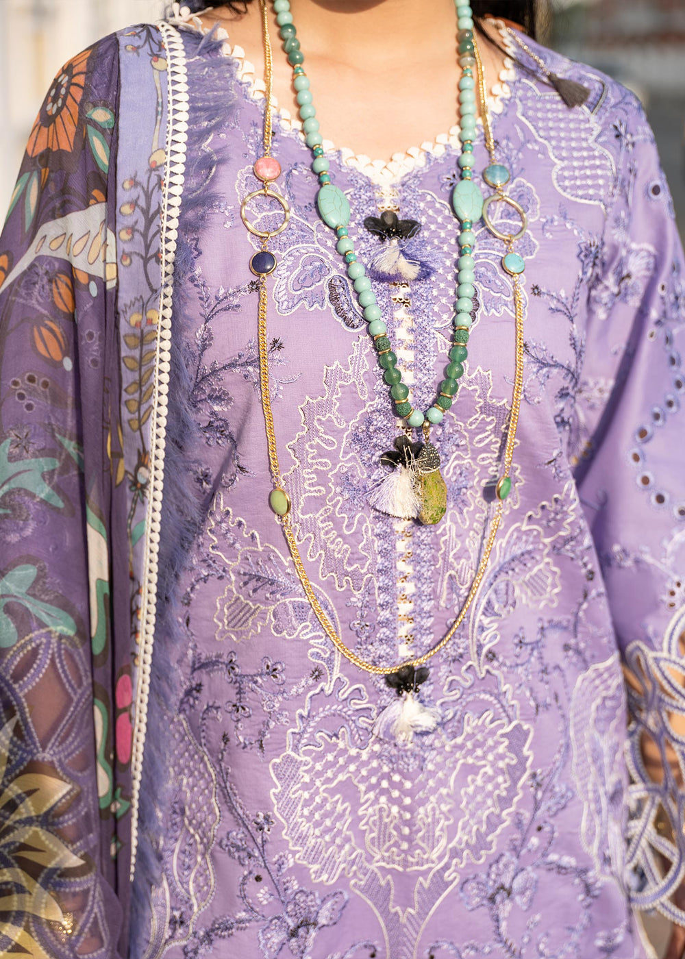 3 Piece - Unstitched Fully Embroidered Lawn Fabric MS-04