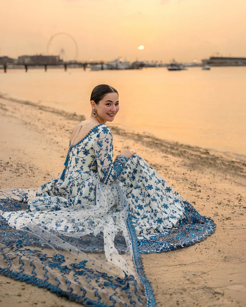 FAIZA SAQLAIN - 3PC LAWN EMBROIDERED SHIRT WITH EMBROIDERED KHAADI NET DUPATTA AND TROUSER