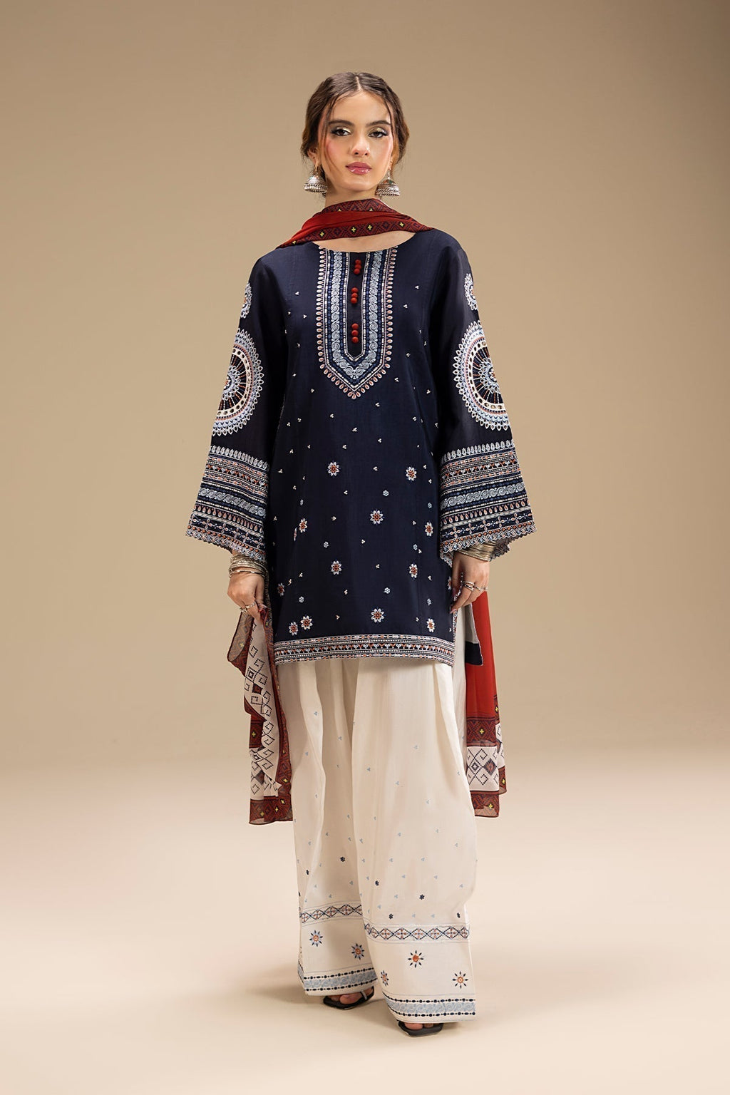 UNSTITCHED 3PC DHANAK EMBROIDERED SUIT V241