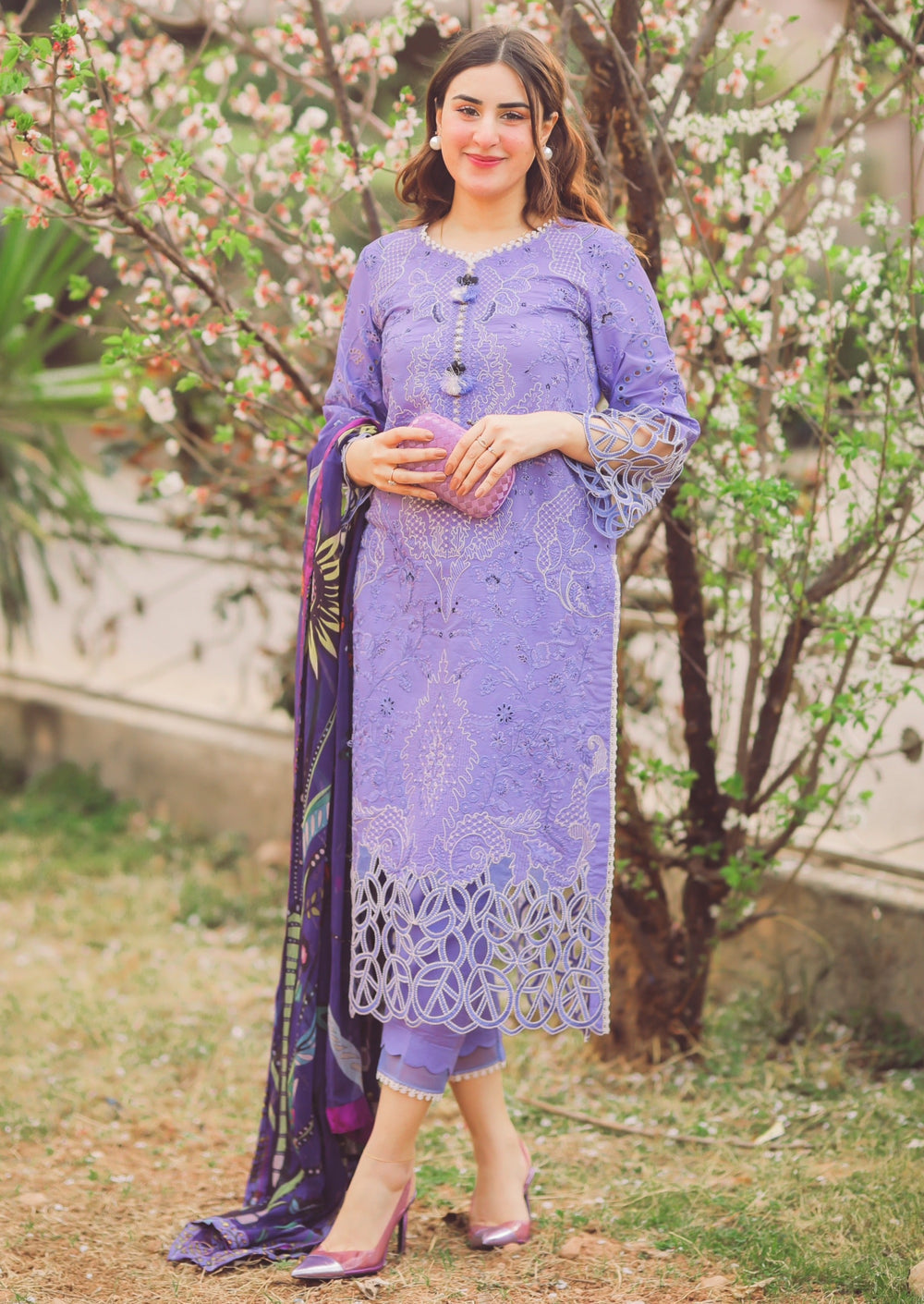 3 Piece - Unstitched Fully Embroidered Lawn Fabric MS-04