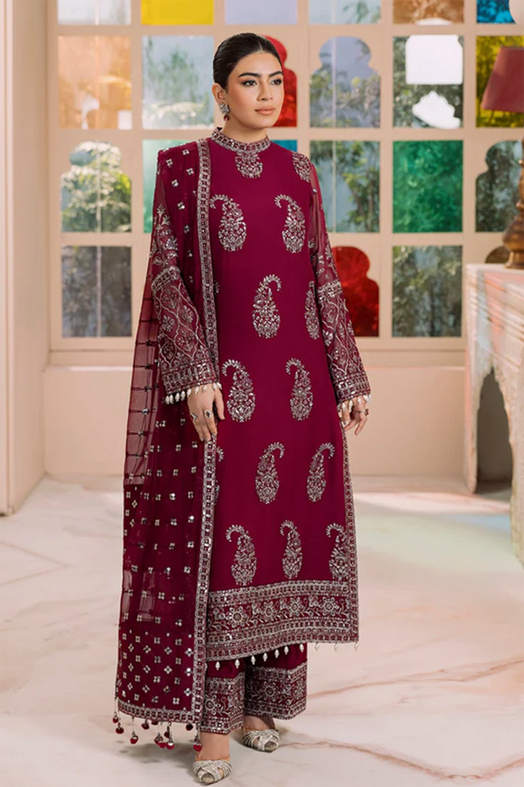 Asim Jofa Luxury Embroidered Lawn 3pc with Embroidered Chiffon Dupatta