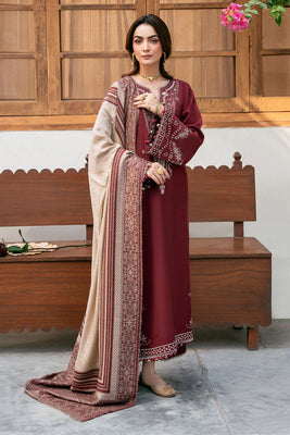 IZEL-3PC DHANAK EMBROIDERED SHIRT WITH COURTRAI PRINT SHAWL
