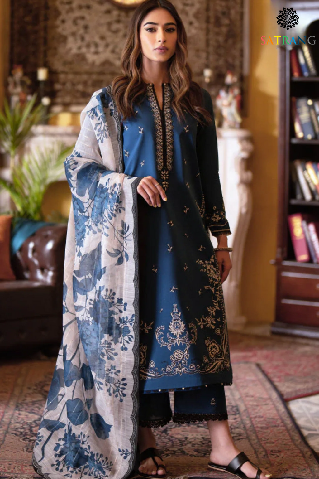 Maria b  Summer Unstitched 3PC Lawn Embroidered Shirt With voil diamond Dupatta