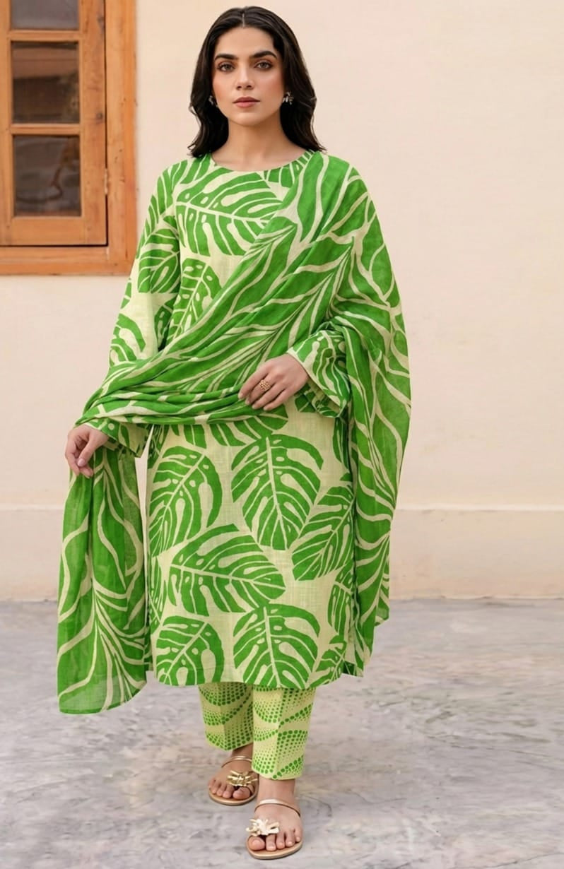 Luxury Airjet Slub Lawn with Premium Voil Slub Dupatta (3-Piece)