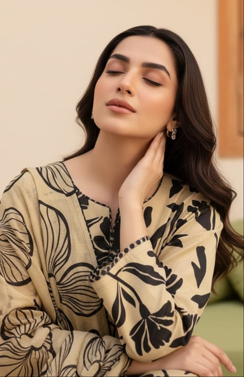 Luxury Airjet Slub Lawn with Premium Voil Slub Dupatta (3-Piece)