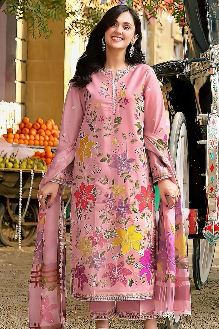 ANEELAS-UNSTITCHED 3PC LAWN EMBROIDERED SUIT-PK-811