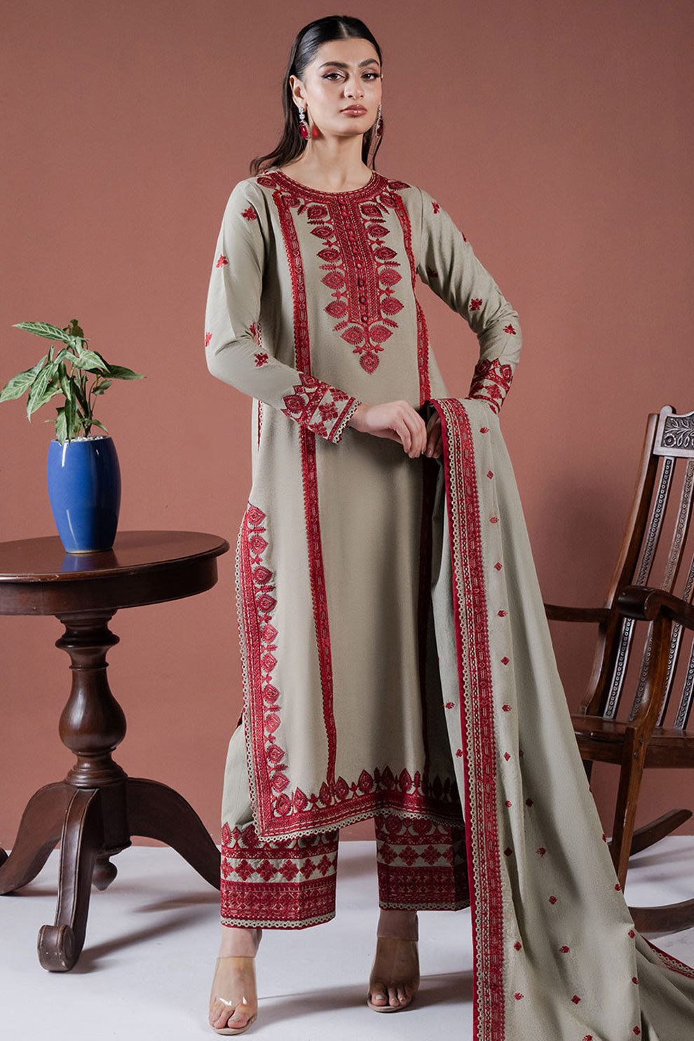 ASIM JOFA-3PC LAWN EMBROIDERED SHIRT WITH LAWN EMBROIDERED DUPATTA AND LAWN TROUSER-BIC-4529