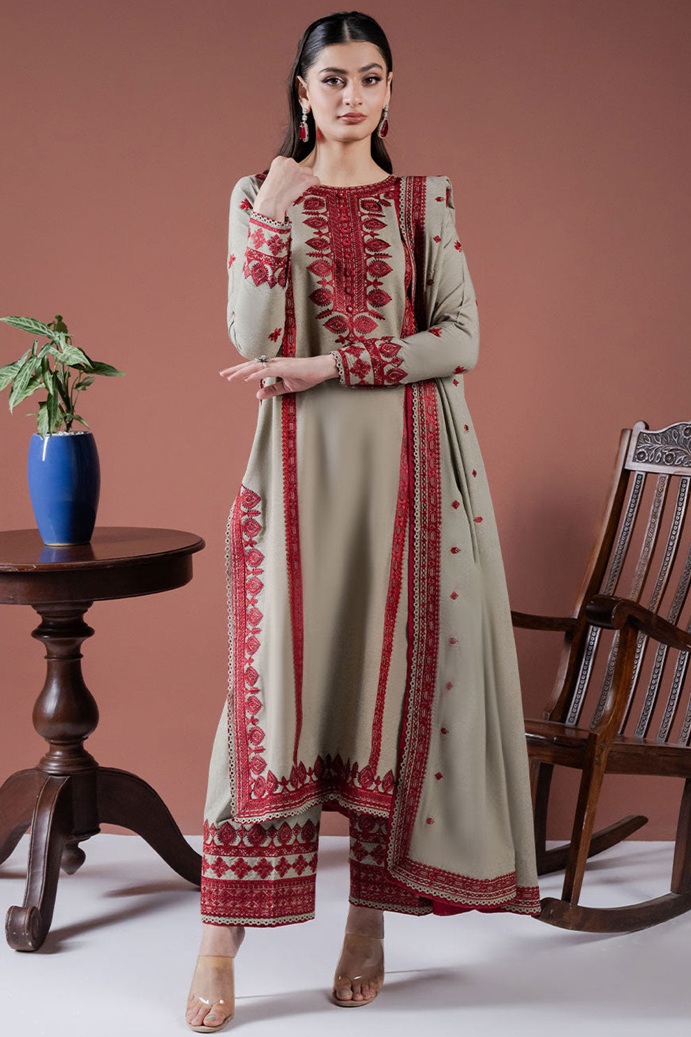 ASIM JOFA-3PC LAWN EMBROIDERED SHIRT WITH LAWN EMBROIDERED DUPATTA AND LAWN TROUSER-BIC-4529