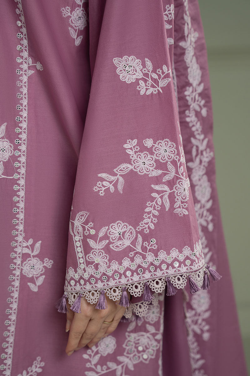 CROSS-STICH ORCHID GLAZE- 3PC EMBROIDERED LAWN UNSTICH SUIT
