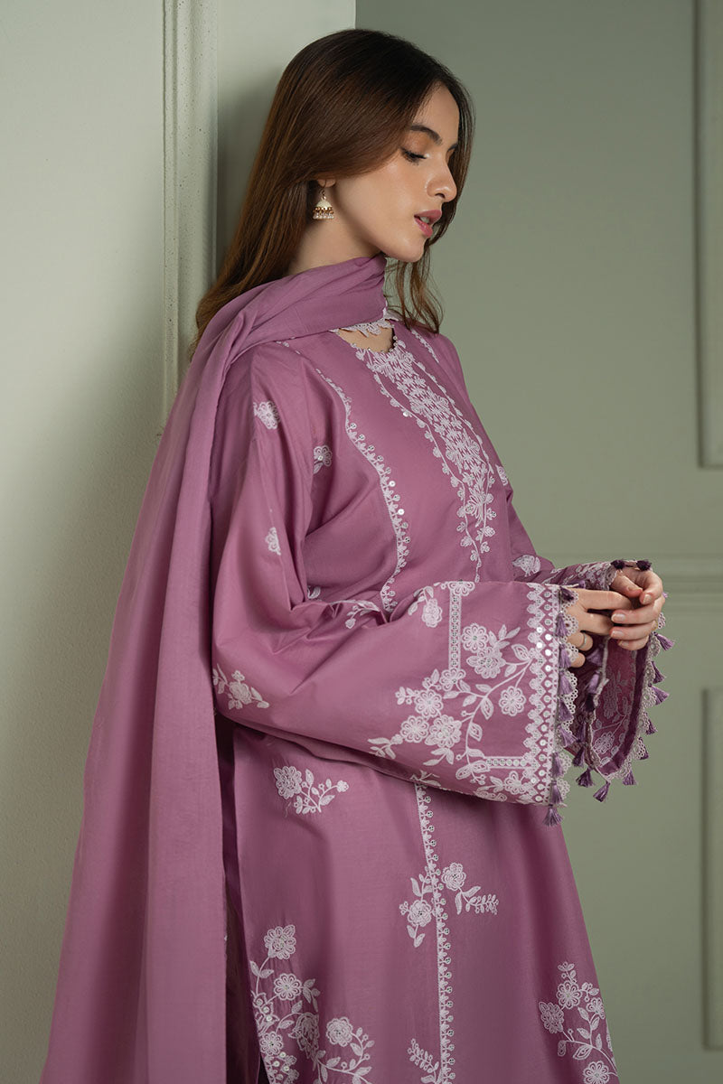 CROSS-STICH ORCHID GLAZE- 3PC EMBROIDERED LAWN UNSTICH SUIT