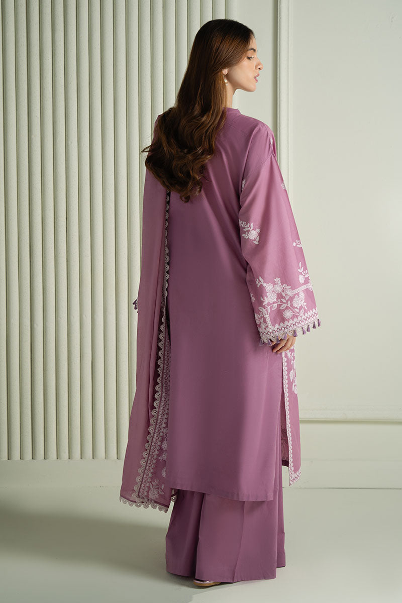 CROSS-STICH ORCHID GLAZE- 3PC EMBROIDERED LAWN UNSTICH SUIT