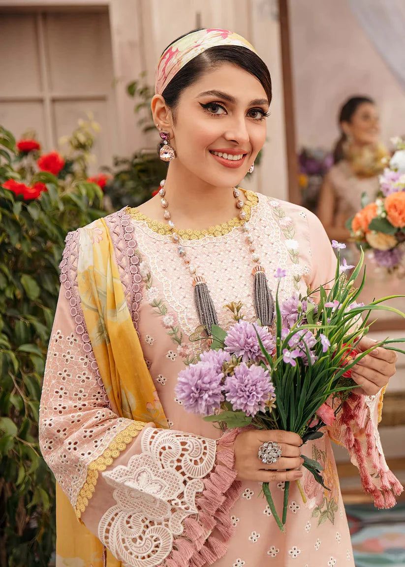 3 Piece - Unstitched Fully Embroided Lawn Fabric MS-22