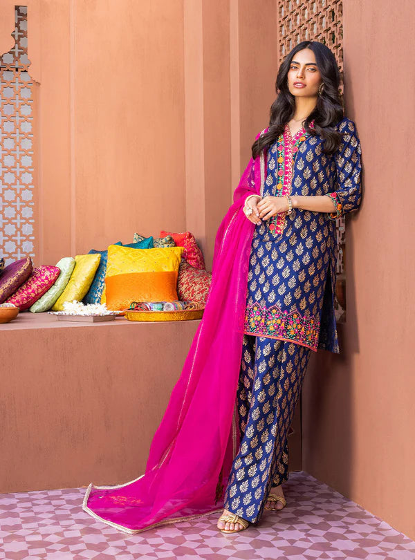 3 Piece - Unstitched Digital Printed Lawn Shirt Trouser and Dupatta With Embroidered Laces