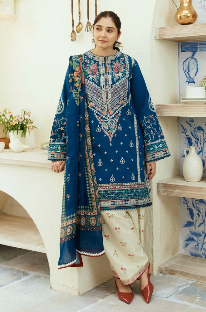 3 Piece - Unstitched Fully Embroided Lawn Fabric ZS -50