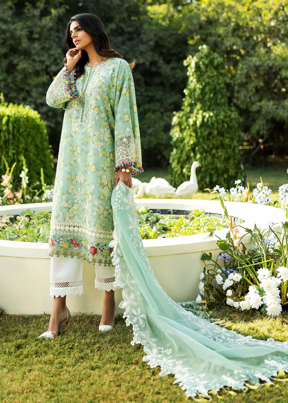 3 Piece - Unstitched Printed and Embroidered Lawn Fabric SP-482